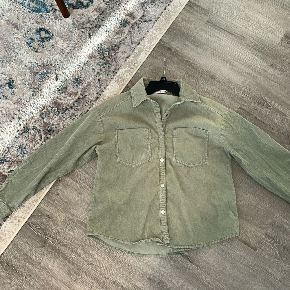 Green Button-Up corduroy jacket overshirt